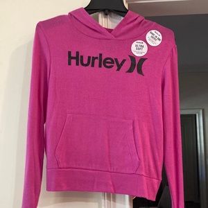 Brand new pink Hurley super soft hoodie light weight sweater. Girls large 12/13.